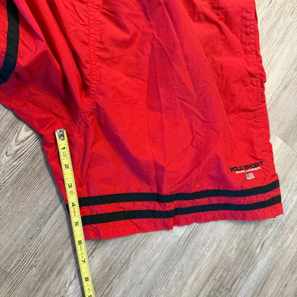 Vintage Polo Sport Ralph Lauren Mens Large Nylon Lined Swim Trunks Red